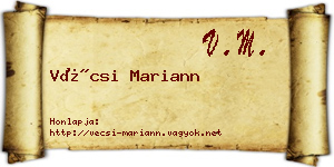 Vécsi Mariann névjegykártya