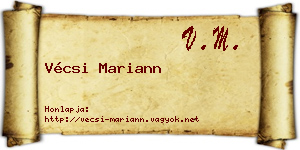 Vécsi Mariann névjegykártya